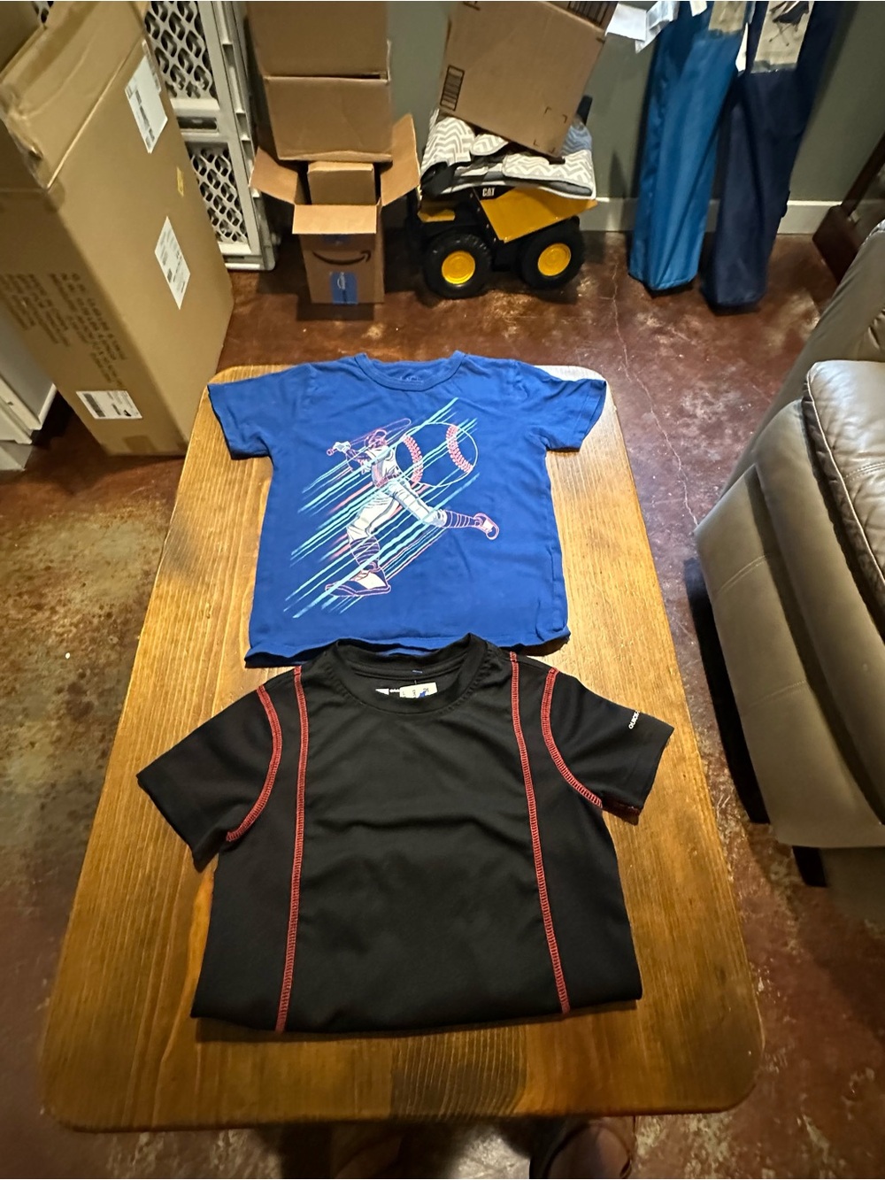 Place Black Short Sleeve Tee with Red Stitching